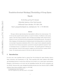Translation-Invariant Shrinkage/Thresholding of Group Sparse Signals