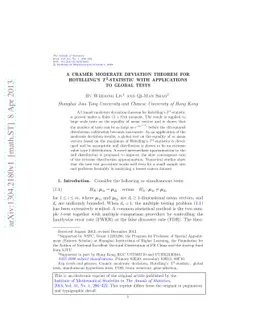 A Cramér moderate deviation theorem for Hotelling's $T^2$-statistic
  with applications to global tests