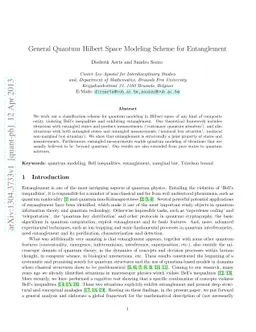 General Quantum Hilbert Space Modeling Scheme for Entanglement