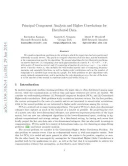 Principal Component Analysis and Higher Correlations for Distributed
  Data