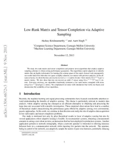 Low-Rank Matrix and Tensor Completion via Adaptive Sampling