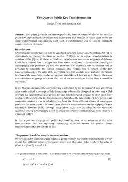 The Quartic Public Key Transformation