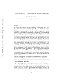 Satisfiability and Canonisation of Timely Constraints