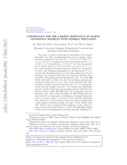 Universality for the largest eigenvalue of sample covariance matrices
  with general population