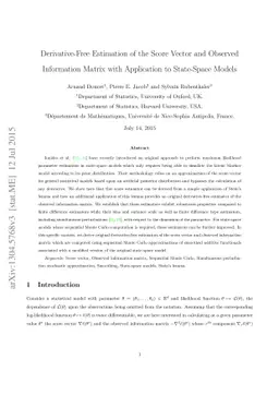 Derivative-Free Estimation of the Score Vector and Observed Information
  Matrix with Application to State-Space Models