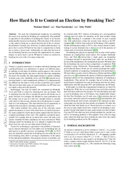 How Hard Is It to Control an Election by Breaking Ties?