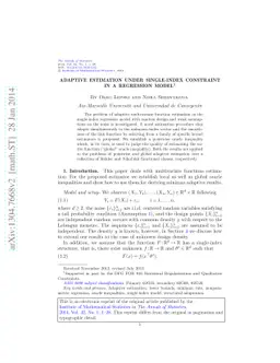 Adaptive estimation under single-index constraint in a regression model