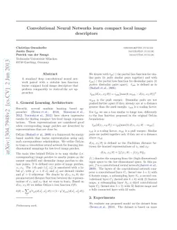 Convolutional Neural Networks learn compact local image descriptors