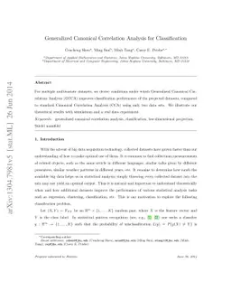 Generalized Canonical Correlation Analysis for Classification