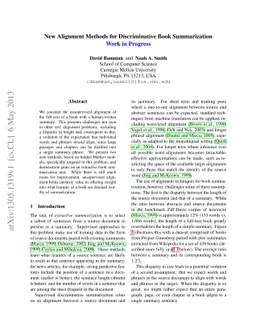 New Alignment Methods for Discriminative Book Summarization