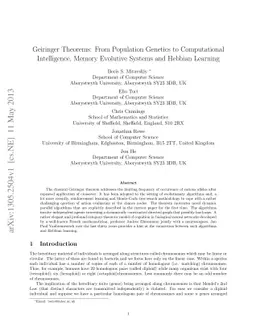 Geiringer Theorems: From Population Genetics to Computational
  Intelligence, Memory Evolutive Systems and Hebbian Learning