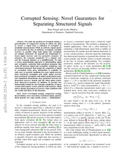 Corrupted Sensing: Novel Guarantees for Separating Structured Signals