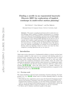 Finding a needle in an exponential haystack: Discrete RRT for
  exploration of implicit roadmaps in multi-robot motion planning
