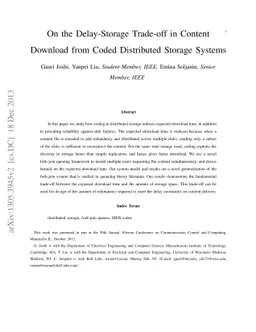 On the Delay-Storage Trade-off in Content Download from Coded
  Distributed Storage Systems