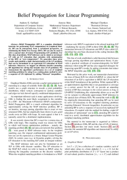 Belief Propagation for Linear Programming