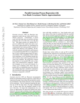 Parallel Gaussian Process Regression with Low-Rank Covariance Matrix
  Approximations