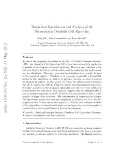 Theoretical formulation and analysis of the deterministic dendritic cell
  algorithm
