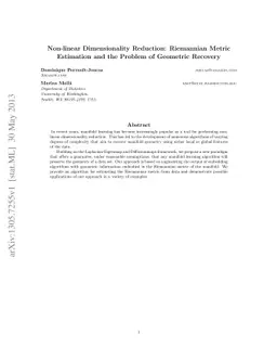 Non-linear dimensionality reduction: Riemannian metric estimation and
  the problem of geometric discovery