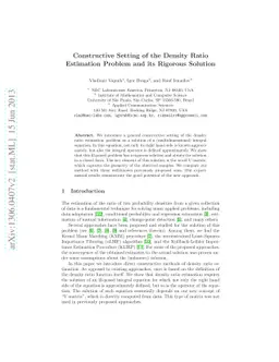 Constructive Setting of the Density Ratio Estimation Problem and its
  Rigorous Solution