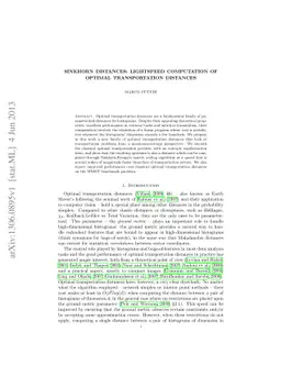 Sinkhorn Distances: Lightspeed Computation of Optimal Transportation
  Distances