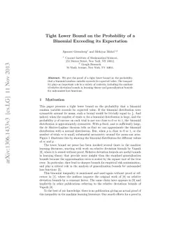 Tight Lower Bound on the Probability of a Binomial Exceeding its
  Expectation