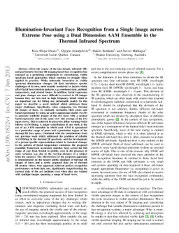 Illumination-invariant face recognition from a single image across
  extreme pose using a dual dimension AAM ensemble in the thermal infrared
  spectrum