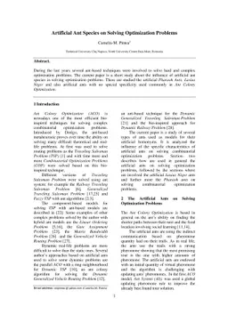 Artificial Ant Species on Solving Optimization Problems