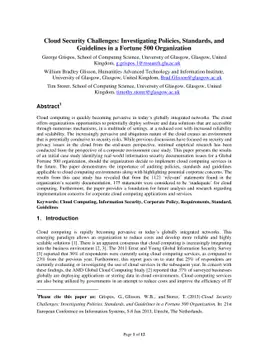 Cloud Security Challenges: Investigating Policies, Standards, and
  Guidelines in a Fortune 500 Organization