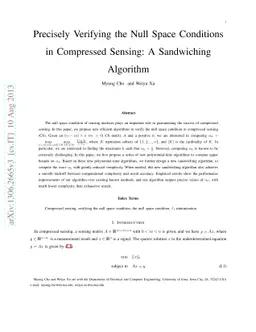 Precisely Verifying the Null Space Conditions in Compressed Sensing: A
  Sandwiching Algorithm