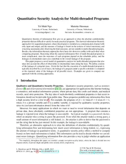 Quantitative Security Analysis for Multi-threaded Programs