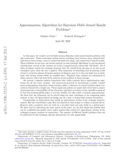 Approximation Algorithms for Bayesian Multi-Armed Bandit Problems