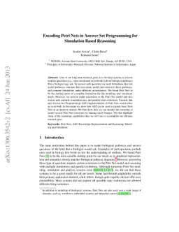 Encoding Petri Nets in Answer Set Programming for Simulation Based
  Reasoning