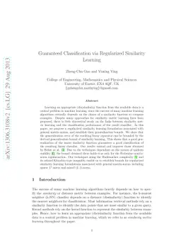 Guaranteed Classification via Regularized Similarity Learning