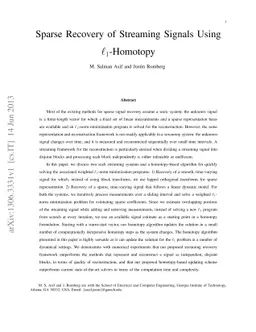 Sparse Recovery of Streaming Signals Using L1-Homotopy