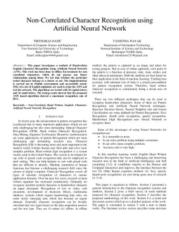 Non-Correlated Character Recognition using Artificial Neural Network