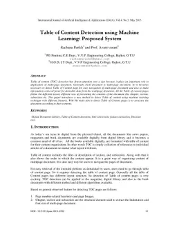 Table of Content detection using Machine Learning