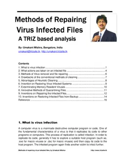 Methods of Repairing Virus Infected Files, A TRIZ based Analysis