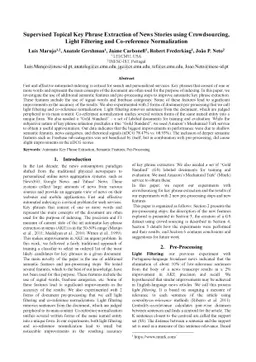 Supervised Topical Key Phrase Extraction of News Stories using
  Crowdsourcing, Light Filtering and Co-reference Normalization