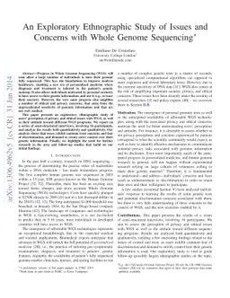 An Exploratory Ethnographic Study of Issues and Concerns with Whole
  Genome Sequencing