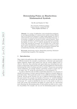 Determining Points on Handwritten Mathematical Symbols