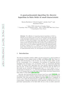 A quasi-polynomial algorithm for discrete logarithm in finite fields of
  small characteristic