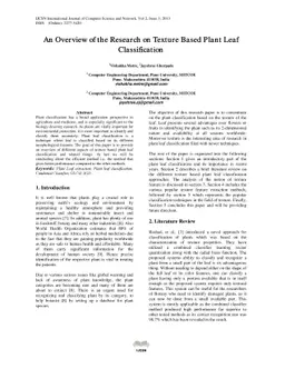 An Overview of the Research on Texture Based Plant Leaf Classification