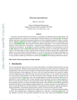 Discrete perceptrons