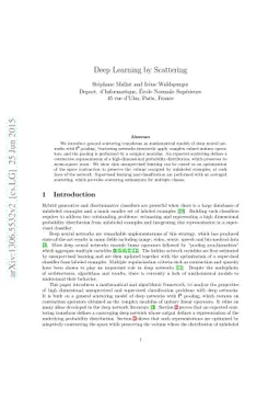 Deep Learning by Scattering