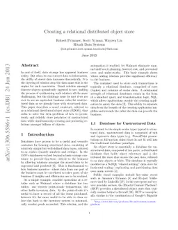 Creating a Relational Distributed Object Store