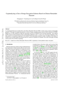 Cryptanalyzing a class of image encryption schemes based on Chinese
  Remainder Theorem