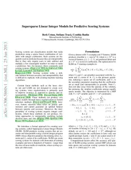 Supersparse Linear Integer Models for Predictive Scoring Systems