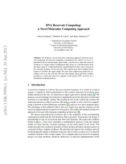 DNA Reservoir Computing: A Novel Molecular Computing Approach