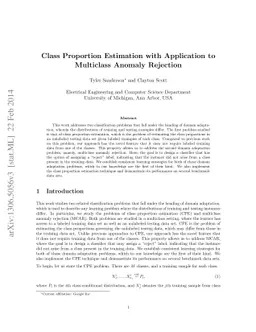 Class Proportion Estimation with Application to Multiclass Anomaly
  Rejection