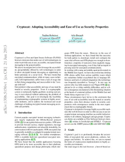 Cryptocat: Adopting Accessibility and Ease of Use as Security Properties